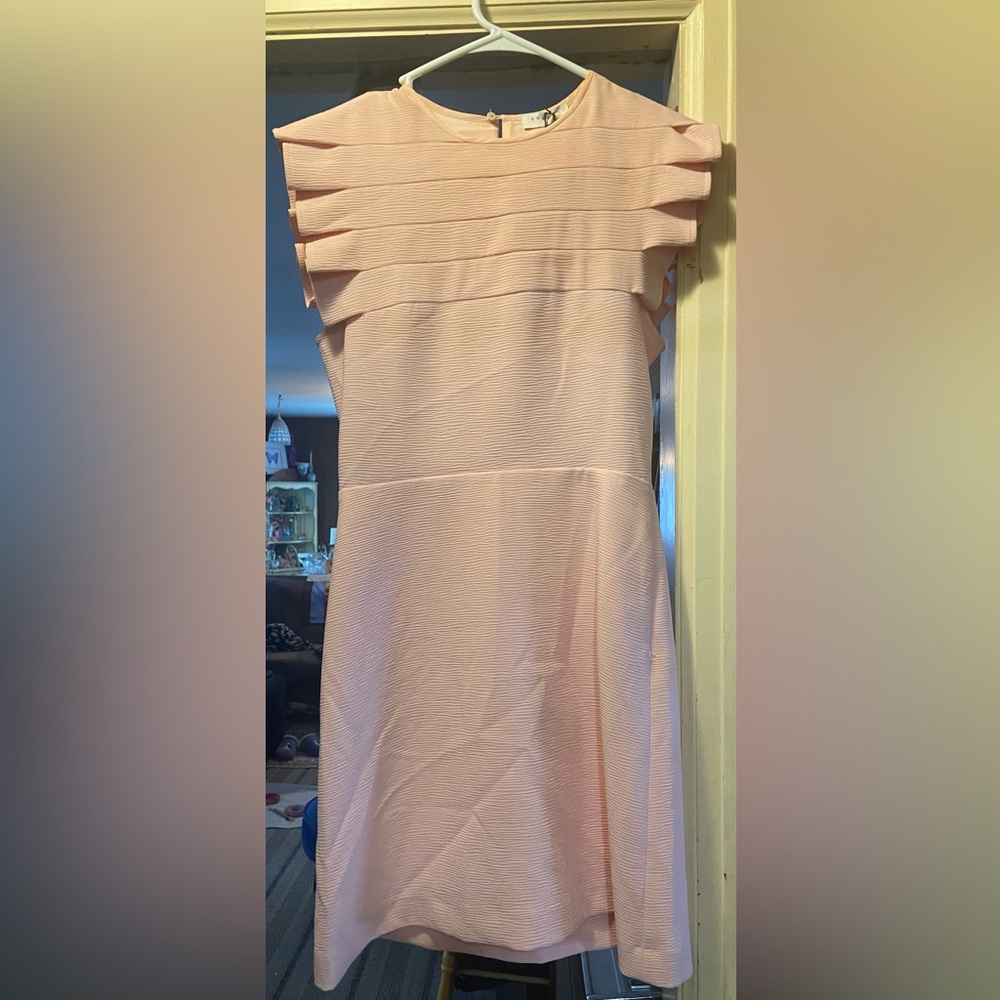 SANDRO Laurena Pleat Detail Mini Dress In Rose Pink - Picture 9 of 10